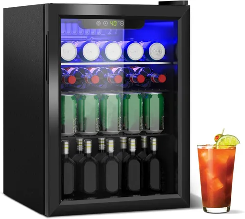 Miniatura 9 de DOGHLY Refrigerador de bebidas, mini refrigerador para 24 latas, puerta sólida para bebidas, refrescos, cerveza o vino, refrigerador pequeño