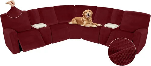 Miniatura 571 de Arfntevss Fundas de sofá seccional reclinable de terciopelo, Funda de sofá seccional de esquina para sofá reclinable, Funda elástica suave