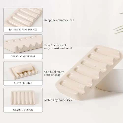 Miniatura 4 de BosilunLife Juego de accesorios de baño, juego de cerámica para decoración de baño, dispensador de jabón de espuma y soporte para cepillos