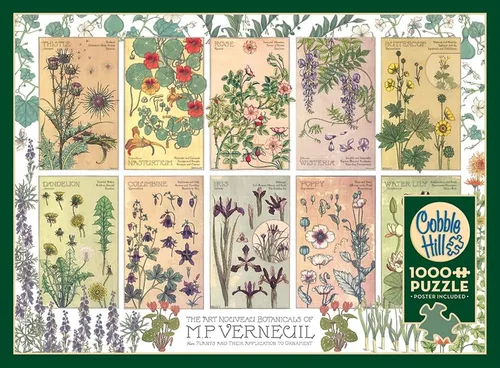 Miniatura 5 de Cobble Hill - Rompecabezas de 1000 piezas – Botanicals by Verneuil – Póster de muestra incluido