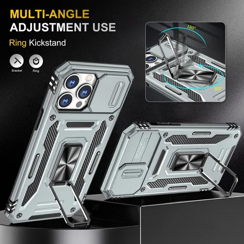 Miniatura 51 de Funda para iPhone 13 Pro con funda para cámara, con soporte de anillo para soporte, con función de montaje magnético para automóvil, para iPhone 13
