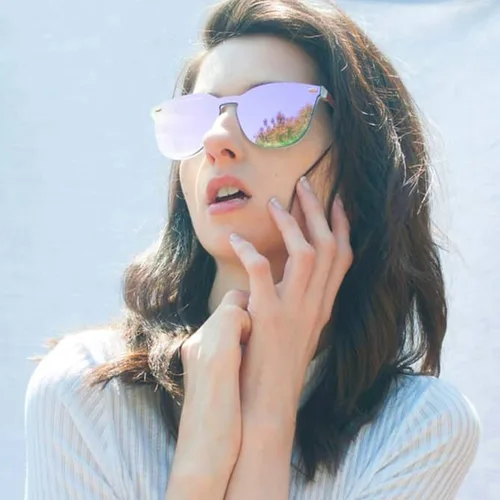 Miniatura 3 de Rimless Wayfarer Anteojos de sol en una sola pieza lente espejo reflectante, anteojos para hombres mujeres
