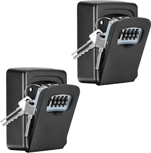 Miniatura 11 de Fayleeko Caja de Bloqueo de Llaves Montada en Pared, Caja de Seguridad con Clave de 4 Dígitos para Exterior, Llaves de Casa - Capacidad para 5 Negro