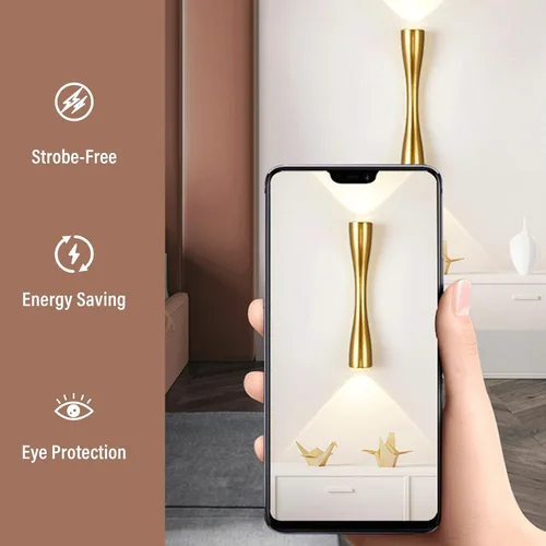 Miniatura 5 de Aomesinc Moderno aplique de pared dorado arriba y abajo, lámpara LED de interior para dormitorio, sala de estar, baño, mesita de noche, pasillo