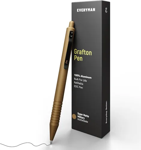 Miniatura 11 de Everyman Black Grafton - Bolígrafo de gel recargable súper mate de clic completo Herramienta de escritura EDC duradera con agarre profundo Flujo