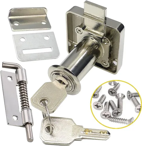 Miniatura 13 de Cerradura de seguridad pesada para armario con llaves (con llave similar), puerta doble individual, uso general, se adapta a paneles de madera