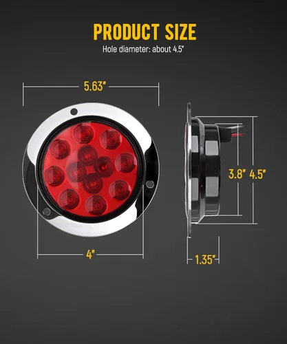 Miniatura 7 de Partsam 4 faros rojos + 2 faros blancos de 4 pulgadas, LED, redondos, luz de freno, giro, reversa, faros antiniebla, incluye soporte de brida, 12