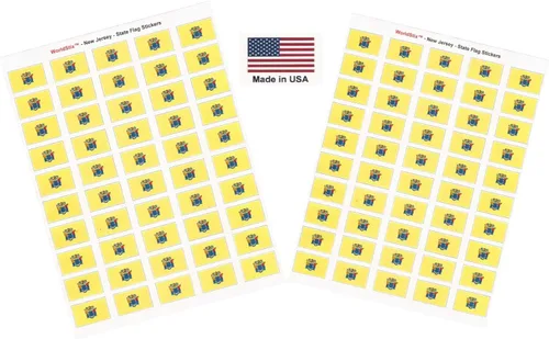 Miniatura 50 de 100 calcomanías de la bandera de Alaska; 1.5" x 1" hechas en Estados Unidos, calcomanías autoadhesivas de la bandera del estado para álbumes
