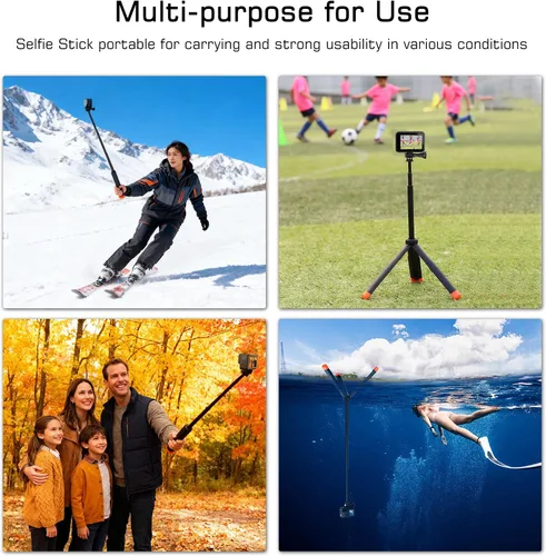 Miniatura 9 de GEPULY Palo de selfie impermeable de 9'' a 27'' pulgadas, agarre flotante de mano para GoPro Hero 13 12 11 10 9 8 7 6 5 4 3 Fusion, Max, la mayoría