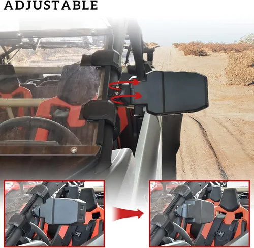 Miniatura 3 de SAUTVS Espejos laterales retrovisores ajustables para Can-Am Maverick X3, diseño más amplio, espejos laterales convexos transparentes plegables