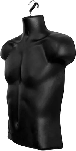 Miniatura 5 de Maniquí torso masculino negro con respaldo hueco, cuerpo apilable para exhibición de camisetas, mostrador, ferias de manualidades, fotos y diseño