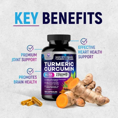 Miniatura 5 de Suplemento de curcumina de cúrcuma – 1750 mg de cúrcuma orgánica por porción – 95% curcuminoides, jengibre y pimienta negra BioPerine para una mejor