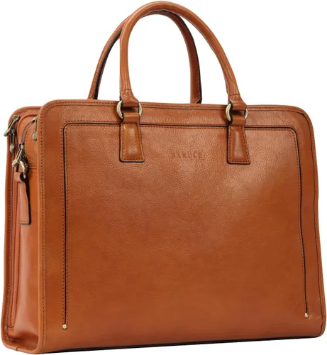 Banuce Maletín de cuero italiano de grano completo genuino vintage y elegante para mujer, bolsa de trabajo de negocios