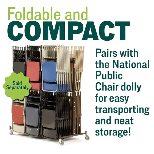 Miniatura 6 de National Public Seating - Sillas plegables portátiles acolchadas de alta calidad, serie 1300, tapizadas, sillas plegables resistentes
