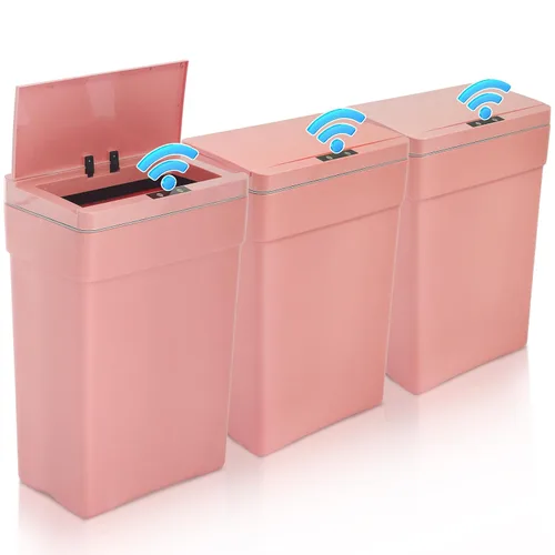 Miniatura 12 de Dkeli Bote de basura automático de 13 galones para cocina, baño, dormitorio, oficina en casa, de plástico de alta capacidad sin contacto con tapa