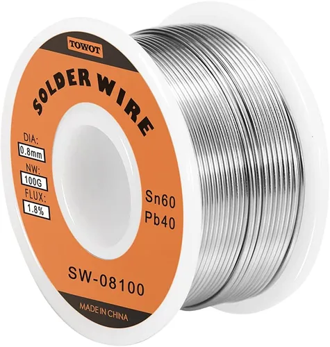 Miniatura 13 de TOWOT Alambre de soldadura con núcleo de colofonia de estaño y plomo para soldadura eléctrica, contenido 1.8% de flujo de soldadura Sn60-Pb40