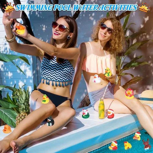 Miniatura 5 de 24 mini patos de goma a granel, perfectos para esconder cruceros, decoraciones de fiesta de cumpleaños y bonitos juguetes de baño para niños