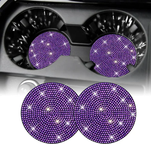 Miniatura 8 de SINGARO - Posavasos brillantes para automóvil, 4 posavasos antideslizantes universales, decorativos e integrados, accesorios para interiores de Rojo