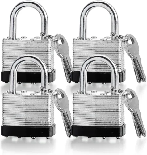 Miniatura 10 de Candado de acero laminado con las mismas llaves para caja de herramientas de casillero de gimnasio, almacenamiento de cobertizo, con llave similar