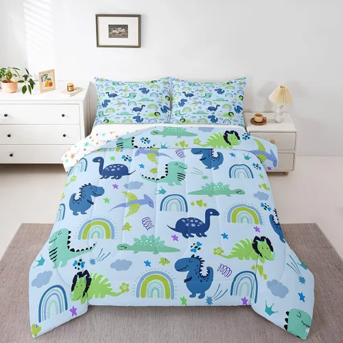 Miniatura 26 de Feelyou Juego de ropa de cama con diseño de dragón y galaxia, cielo estrellado, para niños y niñas, diseño de dragón, decoración colorida, colección