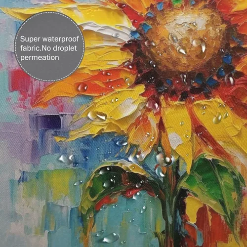 Miniatura 4 de YLATY2220 - Cortina de ducha de girasol para baño, pintura al óleo, hojas verdes, flores, bohemio, tela amarilla abstracta, moderna, impermeable