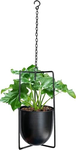 Colgador de Plantas de Metal, Macetas Colgantes para Interiores, Macetas Colgantes para Flores (Negro)