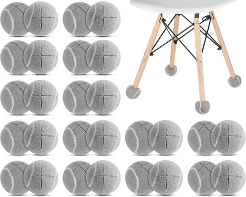 Macarrie 40 pelotas de tenis precortadas para sillas, sillas de pelota de tenis, cubiertas de pies para patas de muebles, aula, protección del Gris