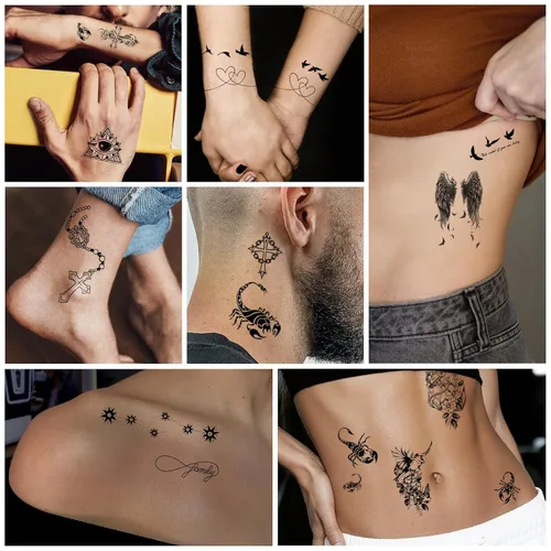 Miniatura 9 de 36 hojas de tatuajes temporales para hombres, mujeres y adultos, 12 hojas de gran tamaño, 3D, media manga, tatuajes falsos negros, tatuajes