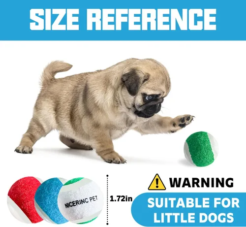 Miniatura 2 de Pelotas de tenis para perros XS de 1.72 pulgadas, paquete de 12, lanzadores de pelotas