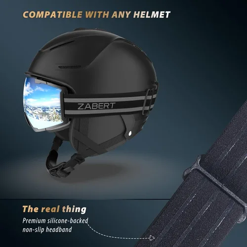 Miniatura 6 de Gafas de esquí OTG para usar sobre lentes, gafas de nieve y snowboard, para adultos, hombres, mujeres y jóvenes, antiempañamiento, 100% protección