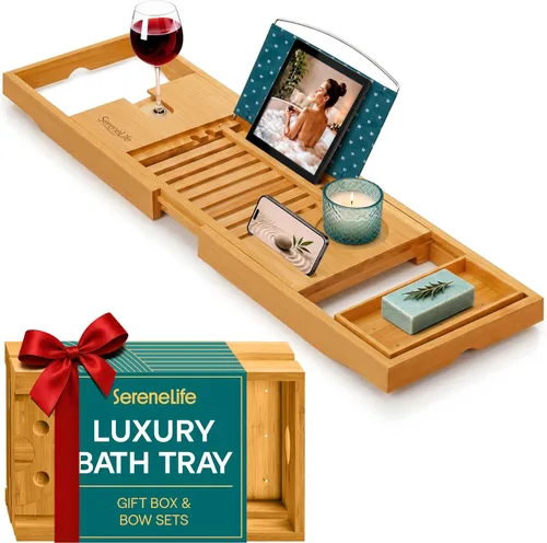 Miniatura 8 de SereneLife Bandeja de bañera de alta calidad, bandeja de baño expandible, regalos únicos de inauguración de la casa, regalo para mamá, mujer, nuevo