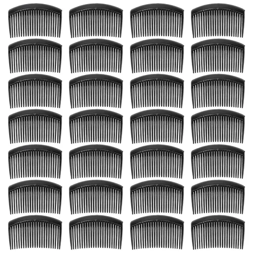 Paquete de 28 peines laterales de plástico negro pequeño con dientes largos, horquillas para el cabello, pinzas de pasador, lazos para mujeres, velo