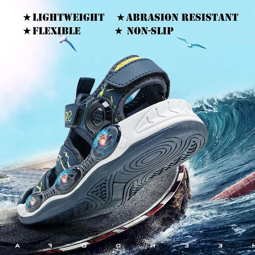 Miniatura 5 de JMFCHI FASHION Sandalias deportivas para niños, sandalias deportivas para exteriores, senderismo, atléticas, sandalias de playa con punta cerrada