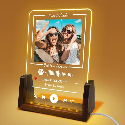 Miniatura 14 de Placas de música escaneables de acrílico personalizadas, marco de fotos, marco de fotos, regalos para ella, él, esposa, marido, amante, cubierta