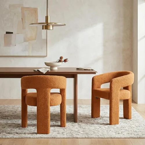 Miniatura 57 de HNY Silla moderna de cocina y comedor de estilo barril, silla de acento tapizada en cuero sintético PU con brazo, silla de lado de 47 cm de ancho