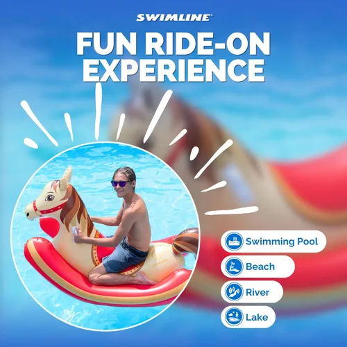 Miniatura 5 de Swimline Flotador inflable para piscina Ride-On – Flotador resistente con asas y respaldos laterales para uso en lago, playa y patio trasero