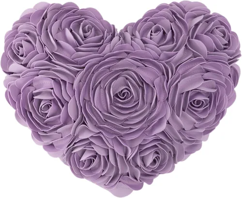 Miniatura 12 de JWH - Funda de cojín para el día de San Valentín con forma de corazón y diseño estético de flores en 3D, funda de cojín de terciopelo, decoración