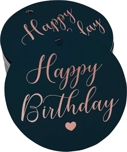Miniatura 40 de Etiqueta de papel para colgar con texto en inglés «Happy Birthday» (50 unidades)
