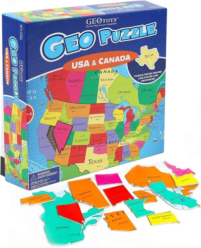 Miniatura 10 de GeoToys GeoPuzzle, juego de 6 rompecabezas de campo, juego de geografía y mapas, juegos educativos y actividades de aprendizaje para niños, regalos