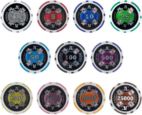 Miniatura 4 de Brybelly Ace Casino Poker Chip - Compuesto de arcilla pesada de 0.49 oz, paquete de 50 $10000 naranja