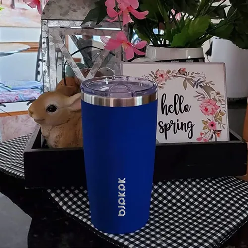 Miniatura 4 de BJPKPK Vaso térmico negro con tapa y pajita, de acero inoxidable, de 20 onzas, para café Pintura de caucho negro