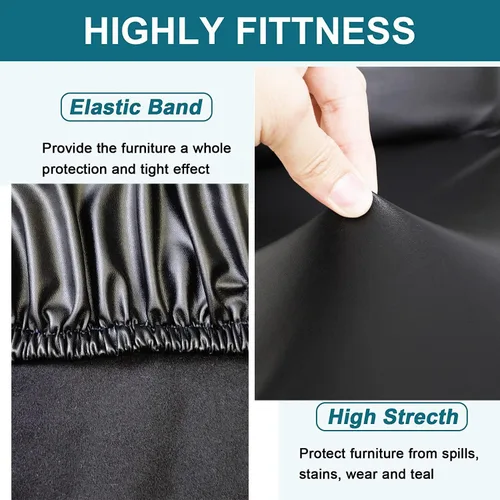 Miniatura 3 de Fundas para taburete PU - Fundas lavables y resistentes al agua para asiento redondo con bandas elásticas para sillas de 12-17 pulgadas