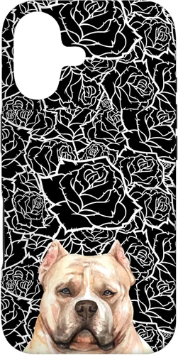 American Bulldog Bully Dog Rose Flower Black White Pattern Case for iPhone 17