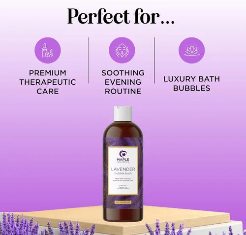Miniatura 2 de Baño de burbujas de lavanda prémium para mujeres, burbujas de baño espumosas hidratantes para adultos con aceites de aromaterapia de manzanilla