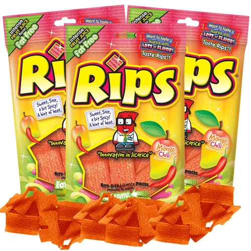 Needzo Rips Candy - Caramelos agrios con sabor a cereza de regaliz, gomitas rojas sin grasa, aperitivos de verano para llevar, paquete de 3