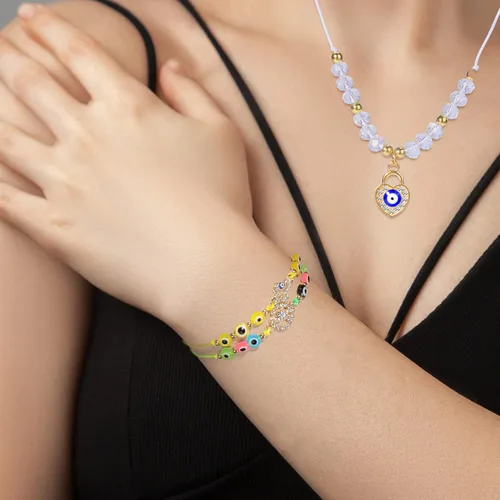 Miniatura 7 de Tacobear 24Pcs Evil Eye Bracelets Necklace Kit Women Teen Girl Jewelry Gift Bulk Adjustable String Crystal Alloy Handmade Braided Friendship