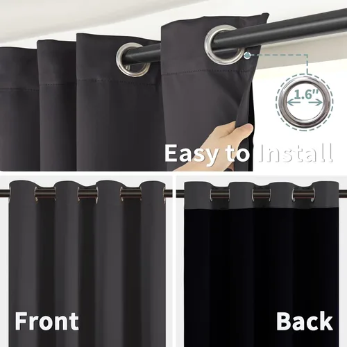 Miniatura 6 de BGment - Cortinas con aislamiento térmico para habitación, 100 % opacas, con forro negro, cortina de doble capa con ojales, reduce el ruido