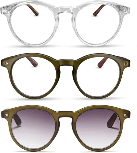 Miniatura 16 de 2SeeLife Gafas de lectura grandes y redondas TR-90 para hombres y mujeres – Ajuste mediano-grande, duraderas, bisagras de resorte, lectores de luz