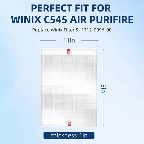 Miniatura 2 de Filtro de reemplazo C545 S para purificador de aire Winix C545, reemplaza 1712-0096-00 2522-0058-00, paquete de 3 filtros H13 Ture HEPA de Blanco