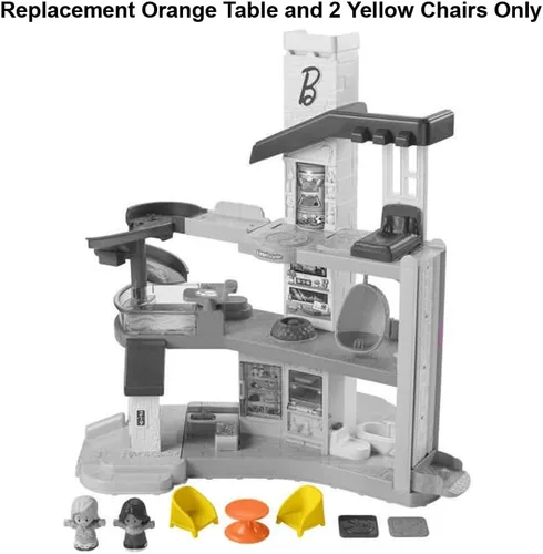 Miniatura 2 de Piezas de repuesto para el juego Fisher-Price Little People Figure HCF61, inspirado en Barbie Dreamhouse, incluye una mesa naranja y 2 sillas
